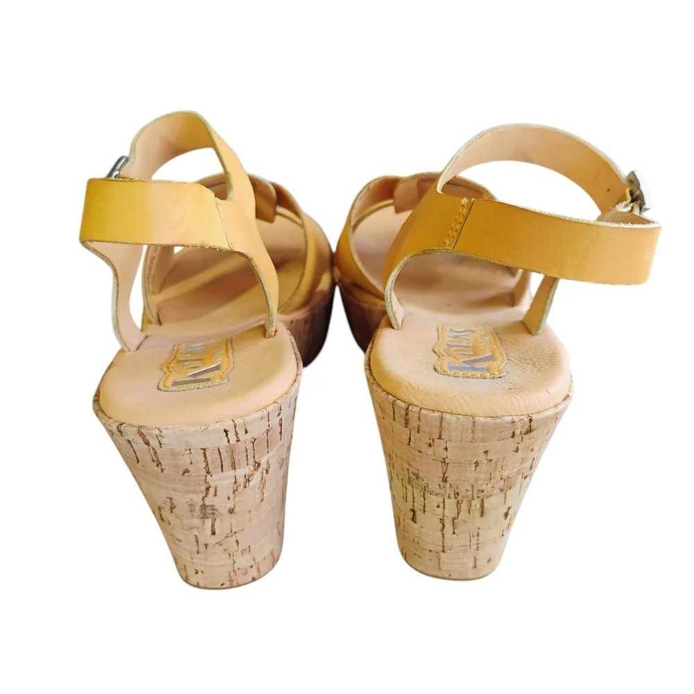 Korks by‎ Kork-Ease Brie Wedge Sandals Neutral Beige Leather Confort Size 9
